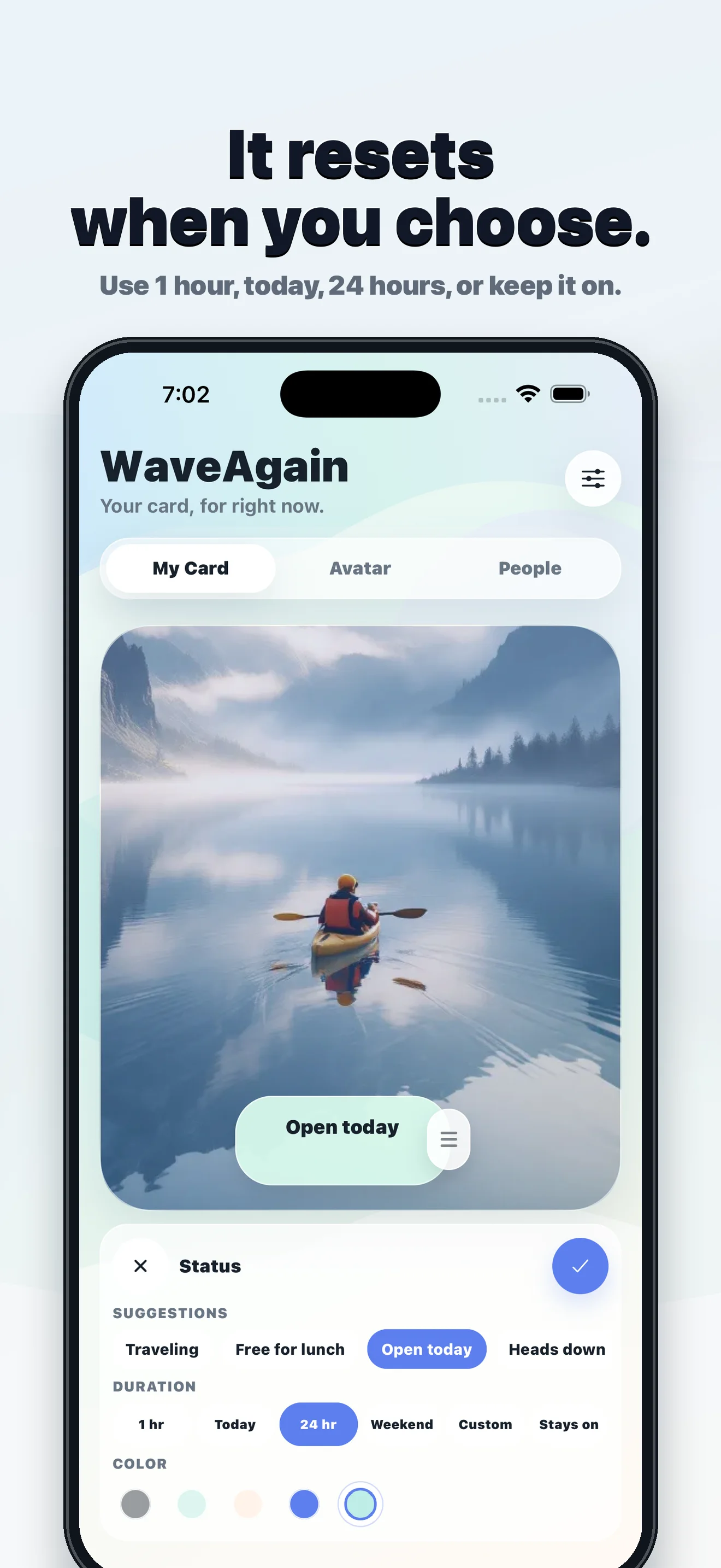 WaveAgain status timer choices
